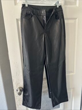 Amazon Black Wide Leg Faux Leather Pants